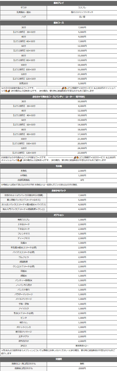 料金表